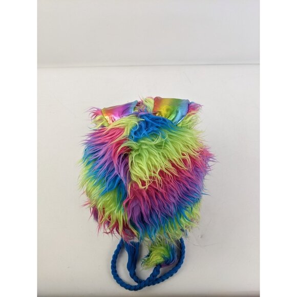 Rave + Roar Y2K Bunny Series EDM Rainbow Multicolor Pom Poms Fuzzy Hat Winter - Picture 2 of 14